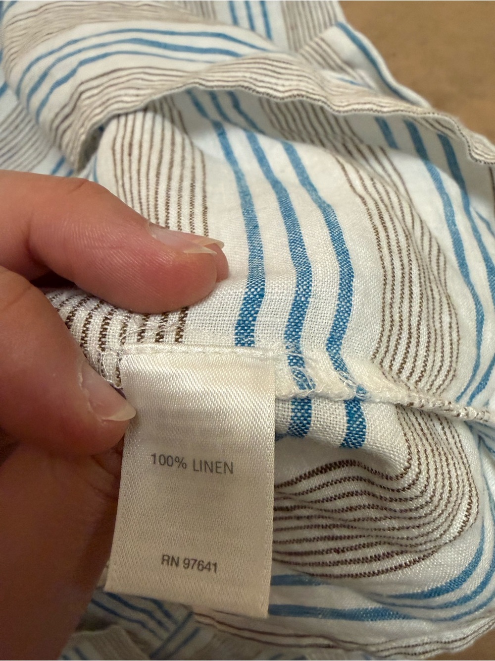 J.Jill Striped Sleeveless Linen knee length  Dress in Blue and Cream - Picture 7 of 9